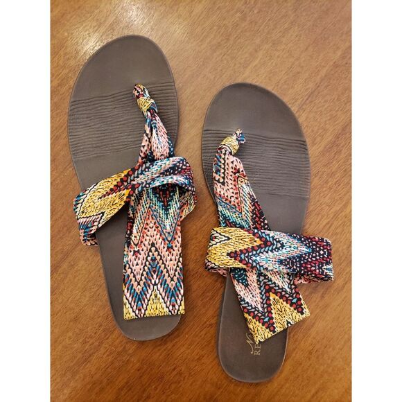 Natural Reflections Sandals Sz‎ 7 Thong Southwest Aztec Boho Hippie - Picture 1 of 7